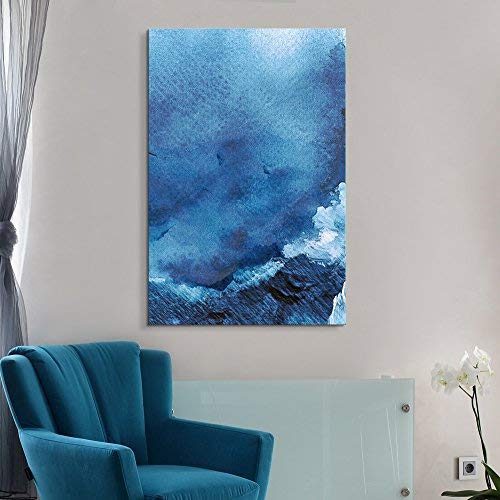 Wall26 Abstract Blue Ocean Oil Painting Canvas Wall Art - 32x48 Inch Giclee Print Gallery Wrapped Modern Home Decor - Perfect for Living Room, Bedroom & Office Wall Decoration
