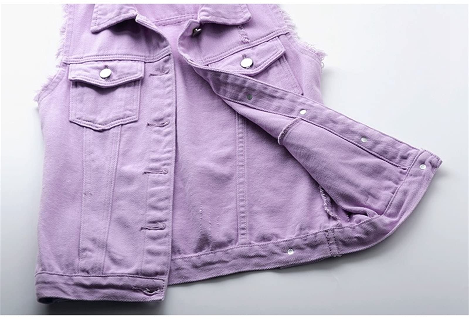 Women's Denim Vest Jacket - Sleeveless Washed Ripped Crop Jean Jacket in Candy Colors | Casual Outfits, Streetwear & Summer Fashion