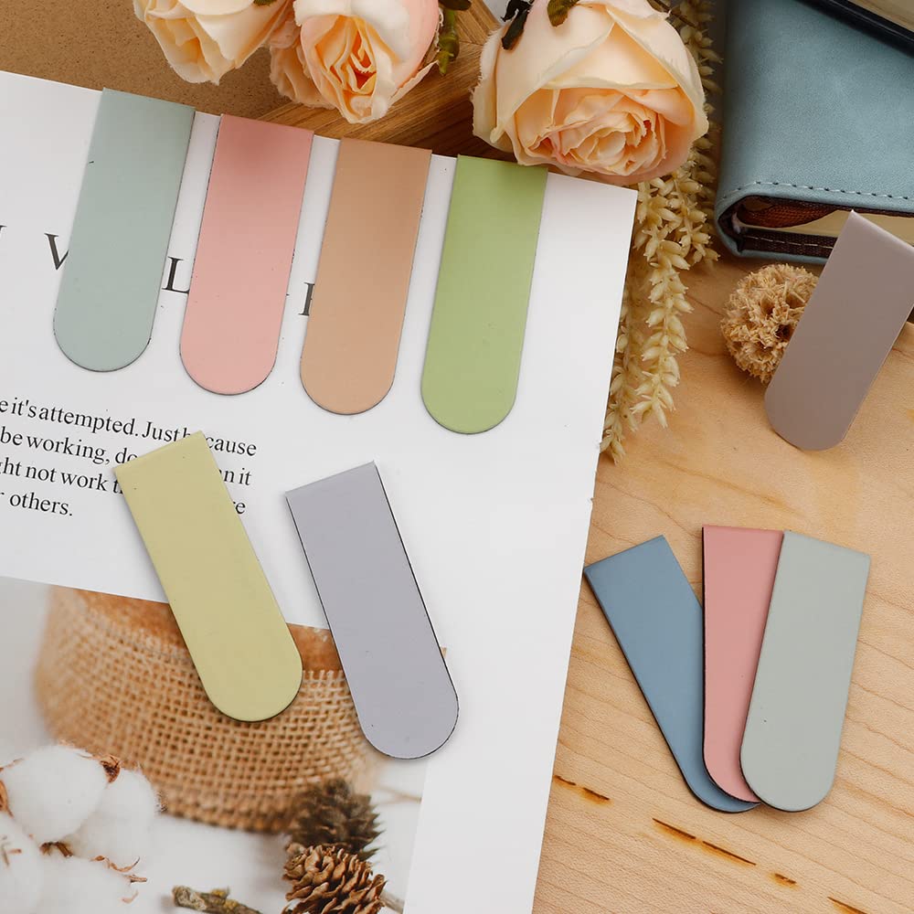 15PCS Magnetic Bookmarks Set - Colorful Solid Bookmark Clips for Women, Men & Kids - Bulk Teacher Gifts - Perfect for Reading, Studying & Book Lovers (Light Colors)