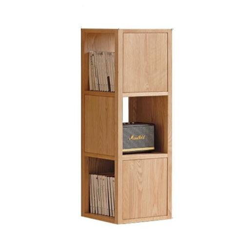 Oak Solid Wood Nordic Corner Bookcase - Modern Bookshelf for Living Room, Bedroom & Office - Space-Saving Storage Solution for Books, Decor & Essentials
