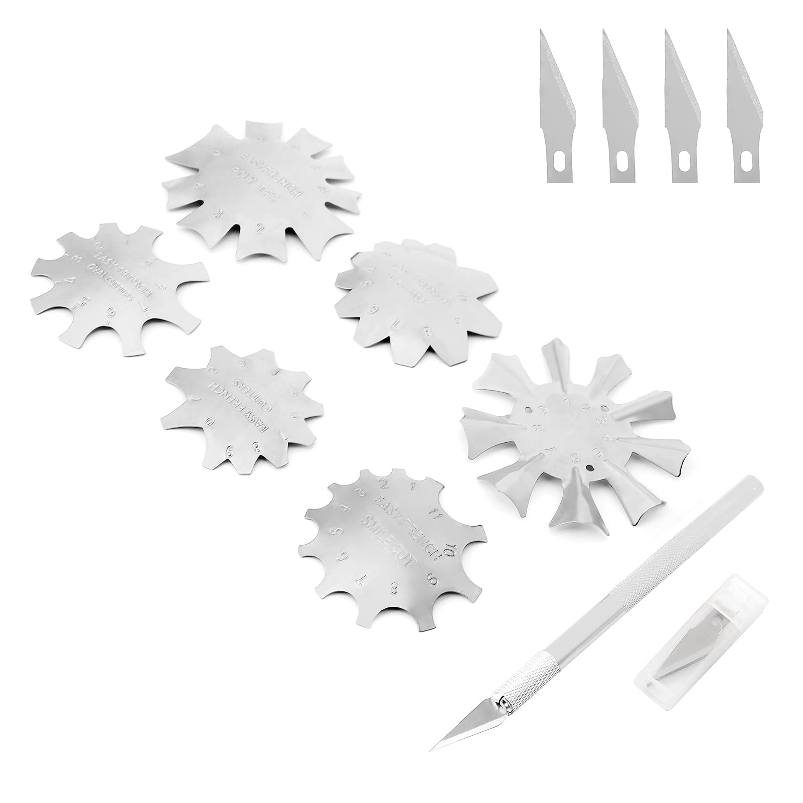 Professional Nail Manicure Edge Trimmer Templates - Easy Grip Silver Nail Edge Guides for Manicurists, Nail Schools & Salons - Perfect for Beginners & DIY Home Nail Care