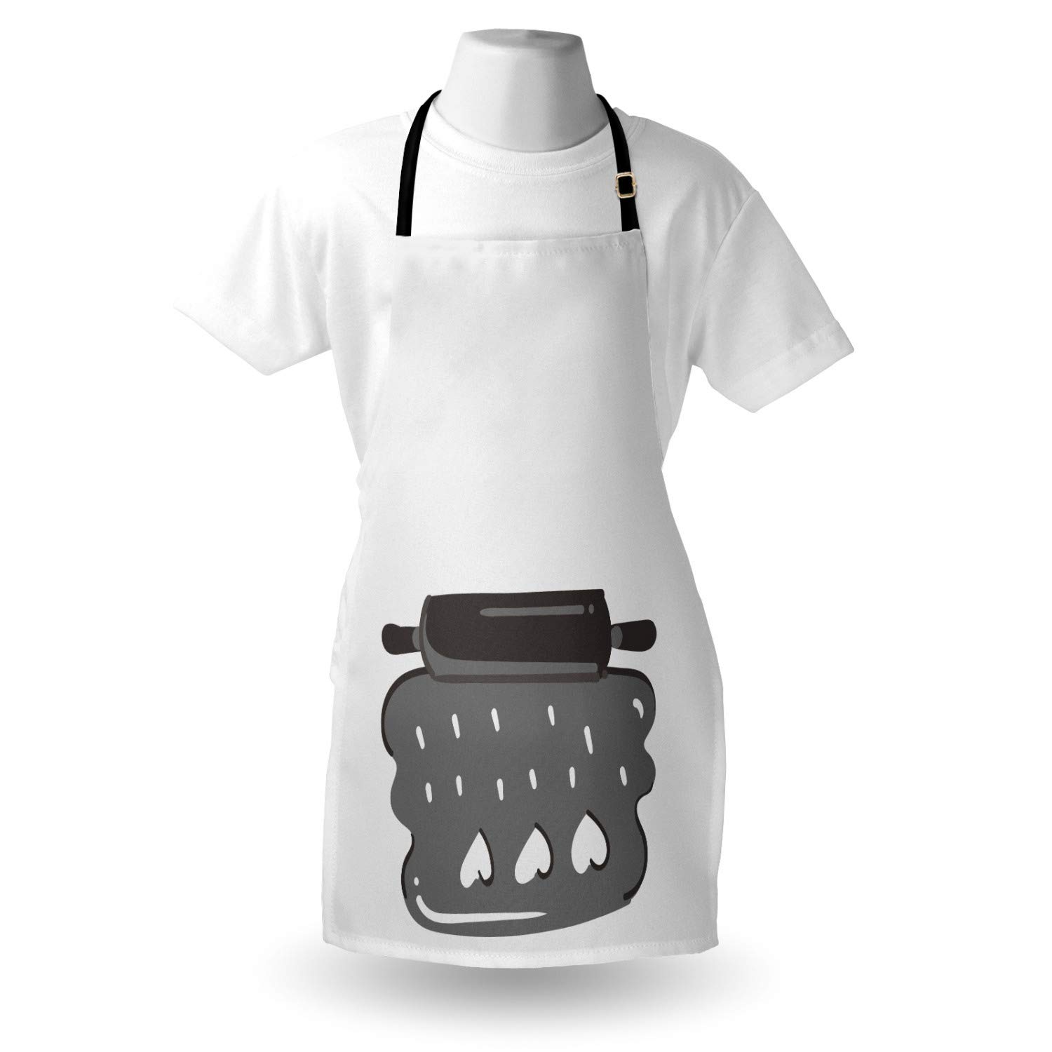 Ambesonne Personalized Chef Apron for Baking & Cooking - Cartoon Love Theme with Colorful Rolling Pin Dough Design - Adjustable Neck Unisex Kitchen Bib for Adults - Perfect for Home Cooks, Bakers & Culinary Enthusiasts - Taupe Grey