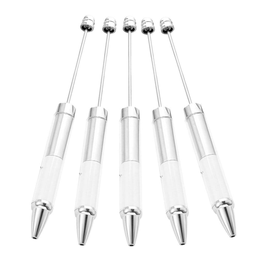 EXCEART 5-Pack Beadable Ballpoint Pens with Gel Ink - Retractable DIY Craft Pens for Office, School & Gift Making | Perfect for Jewelry Design, Scrapbooking & Personalized Gifts