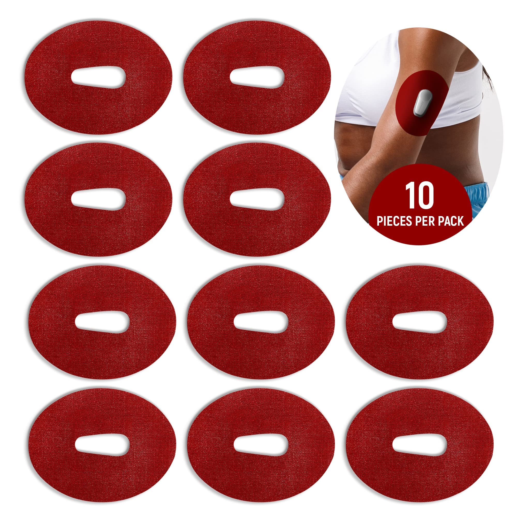 Dexcom G6 Adhesive Patch - Waterproof & Extra Strong Adhesive for Continuous Glucose Monitor - Secure & Comfortable Wear for Active Lifestyle (Red)