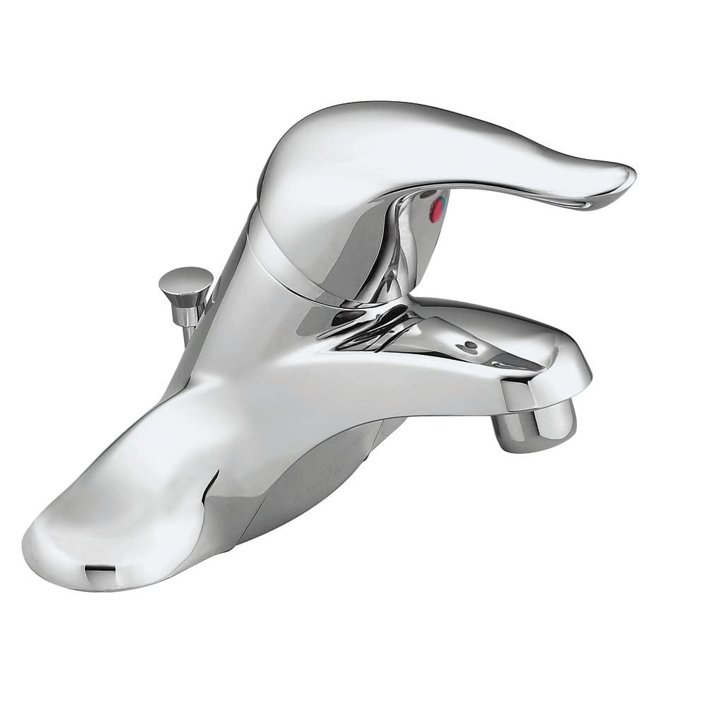 Moen Chateau Chrome Single Handle Centerset Bathroom Sink Faucet with Drain Assembly - L64621 - Perfect for Modern Bathroom Vanities and Powder Rooms