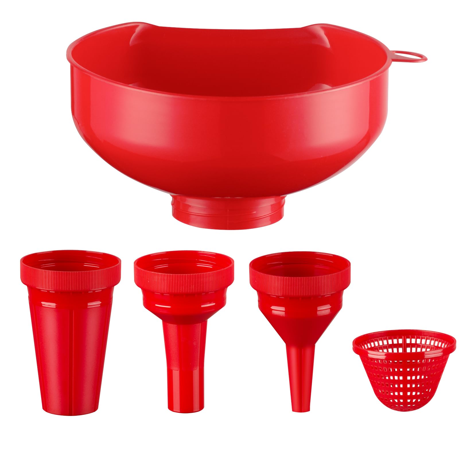 Premium Wide Mouth Kitchen Funnels - 4-Piece Food Grade Plastic Funnel Set with Strainer for Canning, Bottle Filling & Mason Jars | Ideal for Cooking, DIY Shampoo Making & Liquid Transfer | BPA-Free, Durable & Easy to Clean