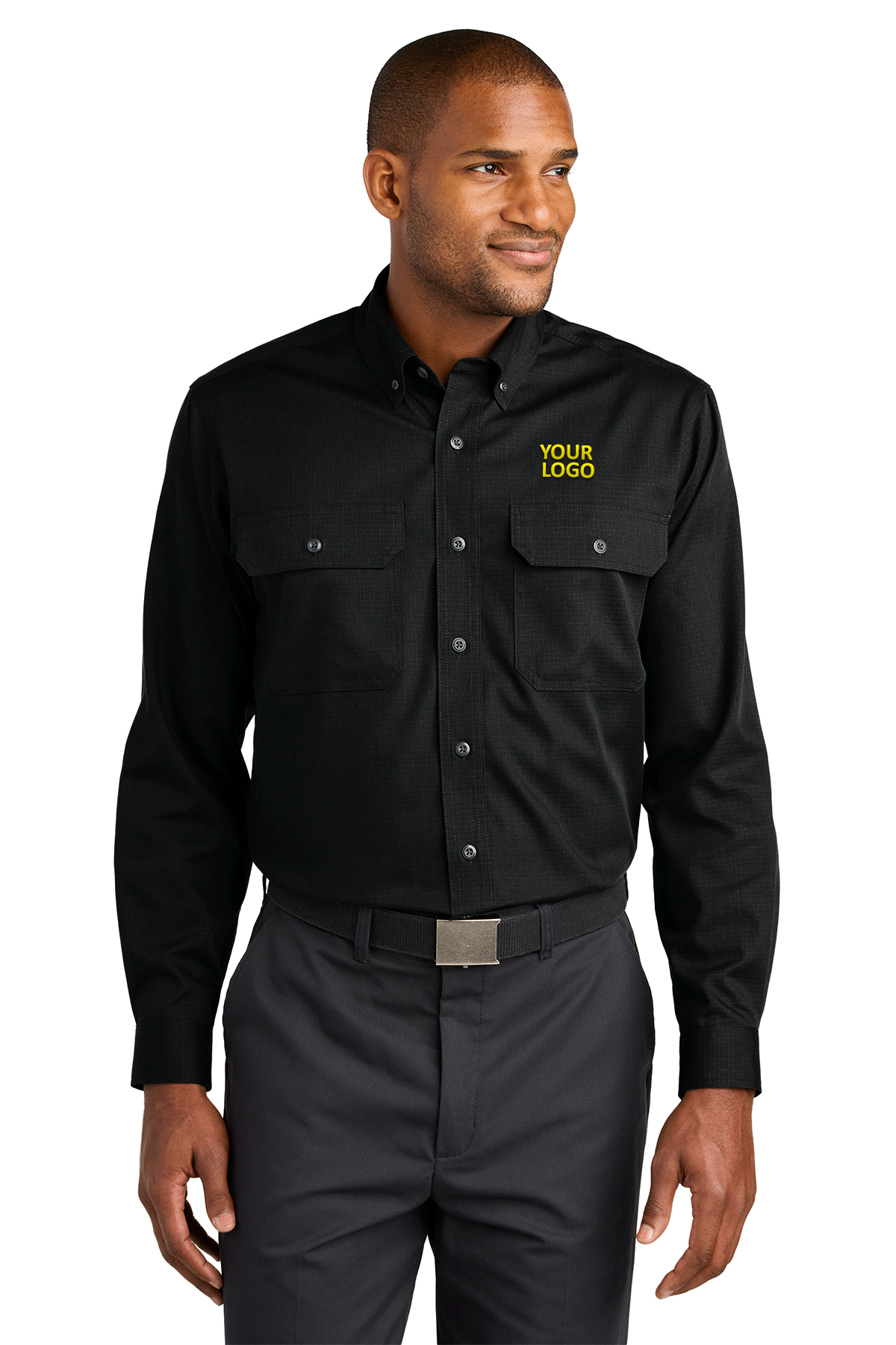 CornerStone Ripstop Long Sleeve Custom Shirts - Durable & Comfortable Workwear for Outdoor Activities, Hiking & Casual Wear | Black