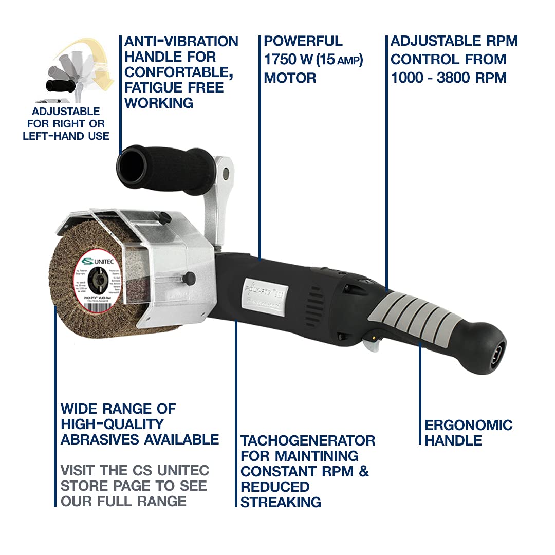 CS Unitec PTX ECO Smart Variable Speed Multi-Purpose Buffer Polisher & Grinder Tool for Metal Finishing - Perfect for Automotive Detailing, Woodworking & DIY Projects