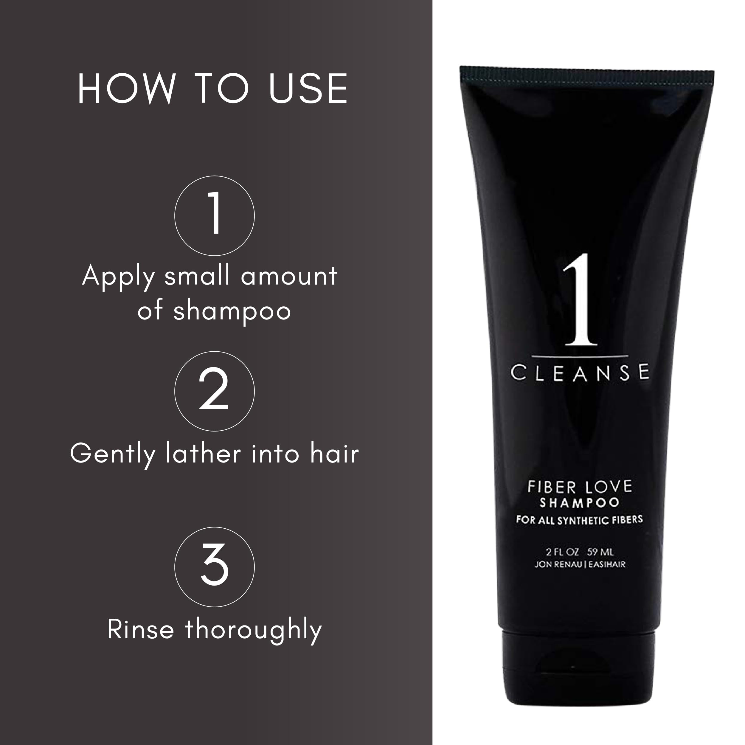 Jon Renau Synthetic Fiber Wig Shampoo - 2.5oz Travel Size for Human Hair Wigs & Extensions | Gentle Cleansing for Daily Use & On-The-Go Care
