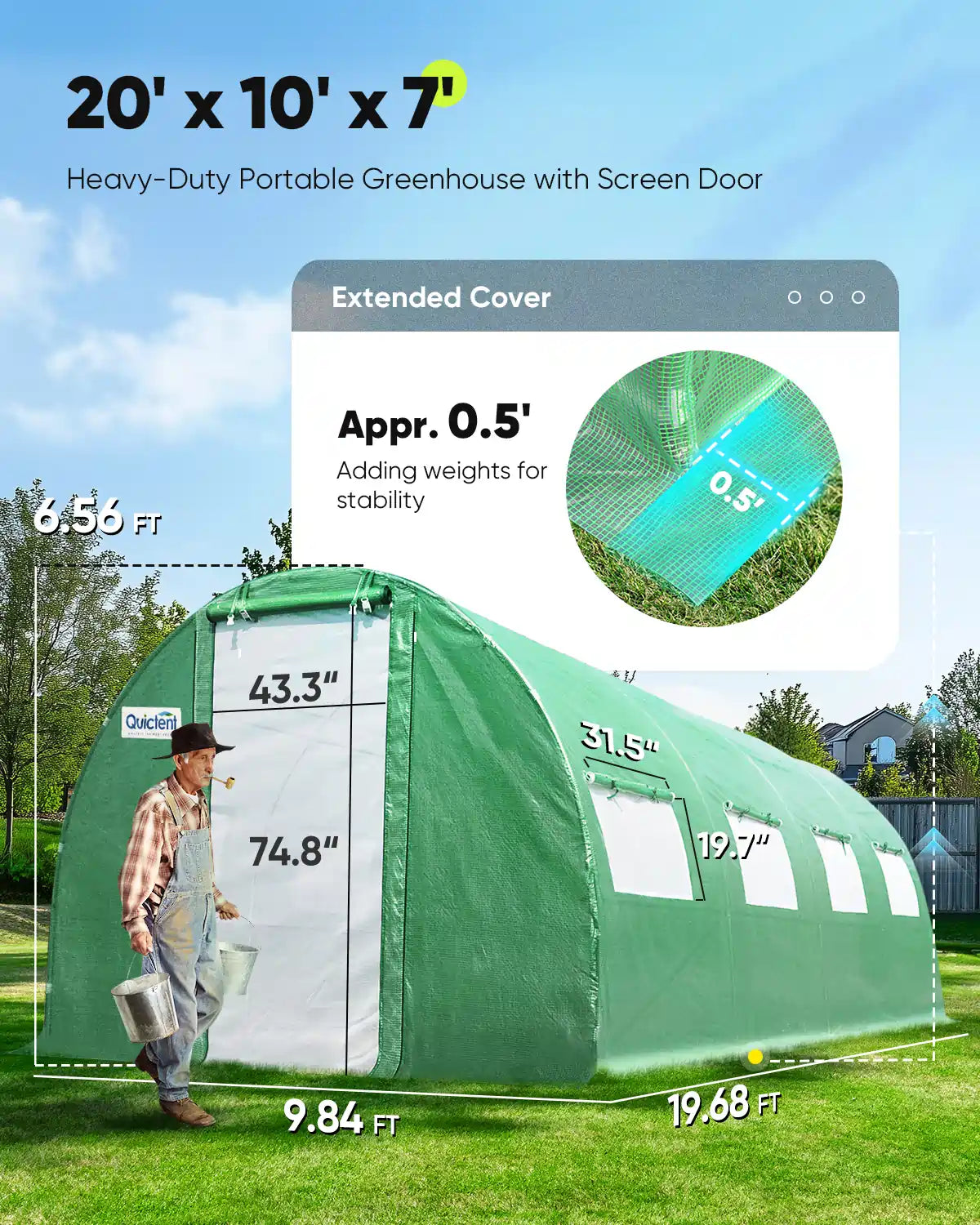 20' x 10' x 7' Heavy Duty Large Greenhouse Kit for Outdoor Gardening - Perfect for Growing Vegetables, Flowers & Plants All Year Round