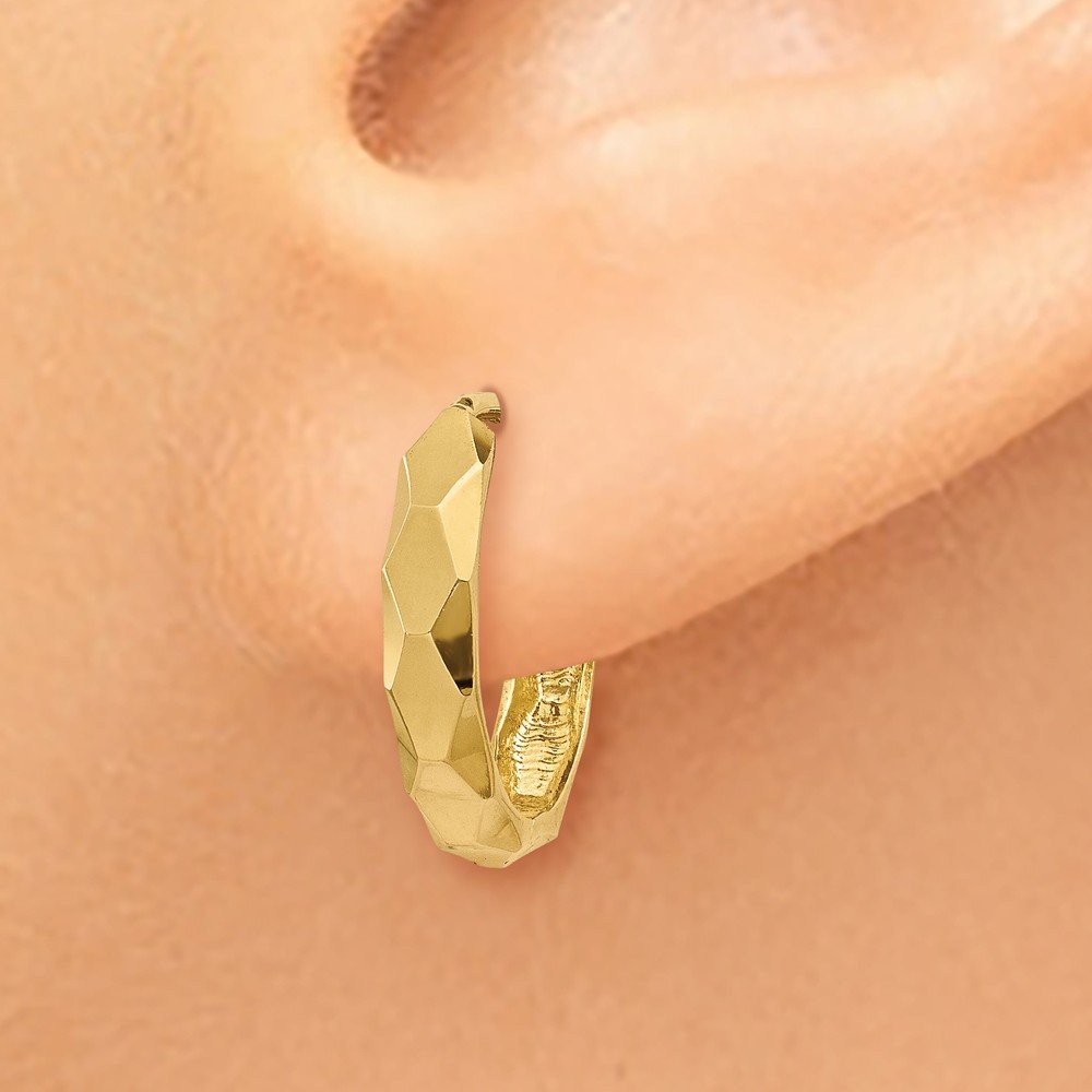 14K Yellow Gold Shiny-Cut Hoop Earrings TL568 - Elegant Everyday Jewelry for Women, Perfect for Parties, Weddings & Gifts