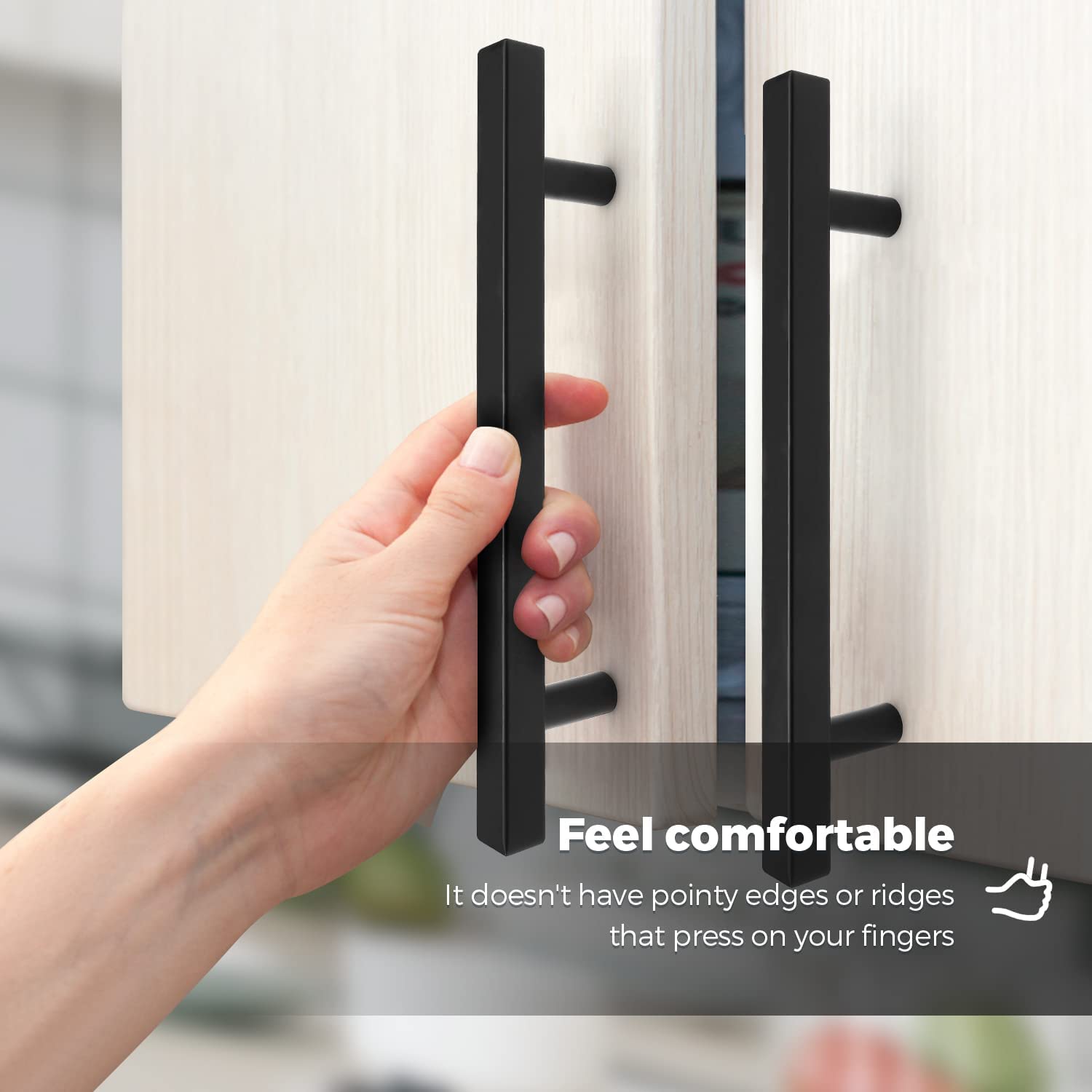 30 Pack Matte Black Square Cabinet Handles - 5 Inch & 7-3/8 Inch Modern Kitchen Hardware for Drawers & Cabinets - Durable Black Cabinet Pulls for Home Kitchen & Bathroom Renovation