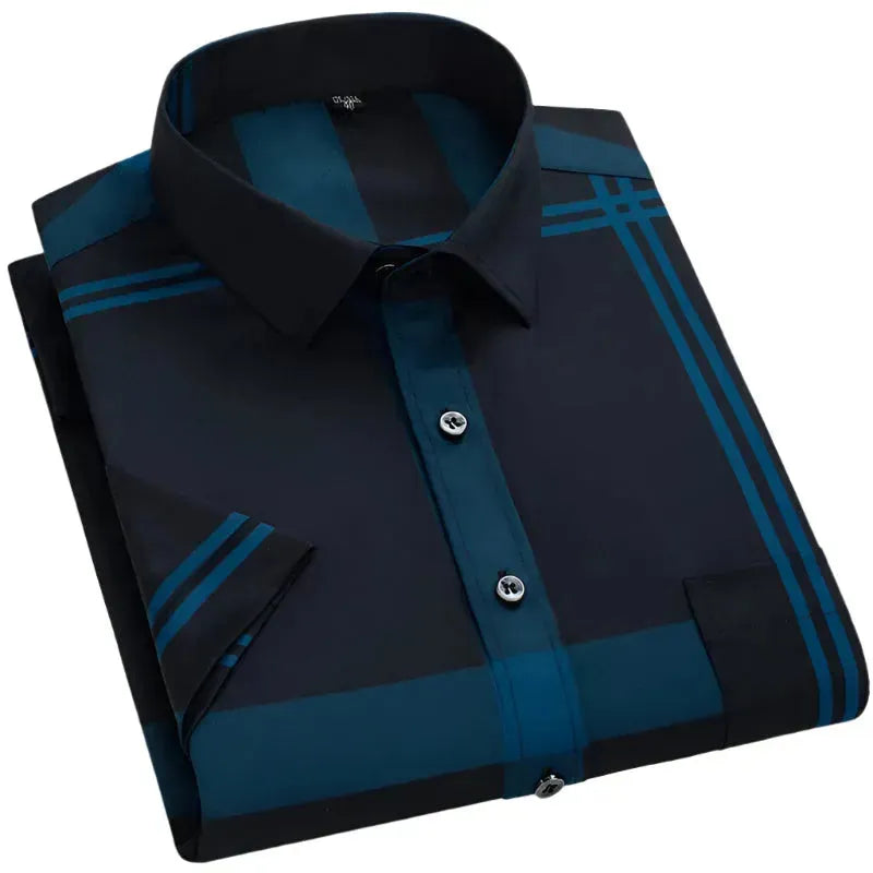 Men's Summer Striped Shirt - Breathable Casual Short Sleeve Button Down for Outdoor Activities & Beach Wear