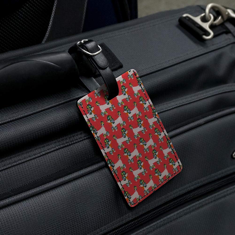Christmas Poodles Rectangle Leather Luggage Tag - Personalized Suitcase ID Tag for Carry-On Bags - Perfect for Holiday Travel & Gift Giving