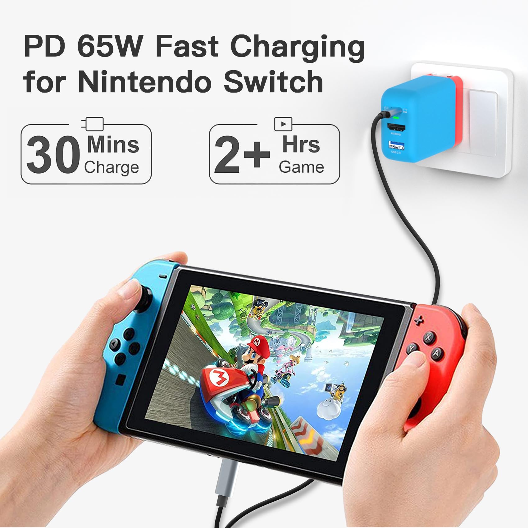 Mirabox 65W USB C Docking Station for Nintendo Switch - 4K 60Hz HDMI Output, Fast Charging for Switch OLED/Steam Deck/ROG Ally/Samsung Dex/iPad/MacBook - Portable Dock Charger for Gaming & Work Setup