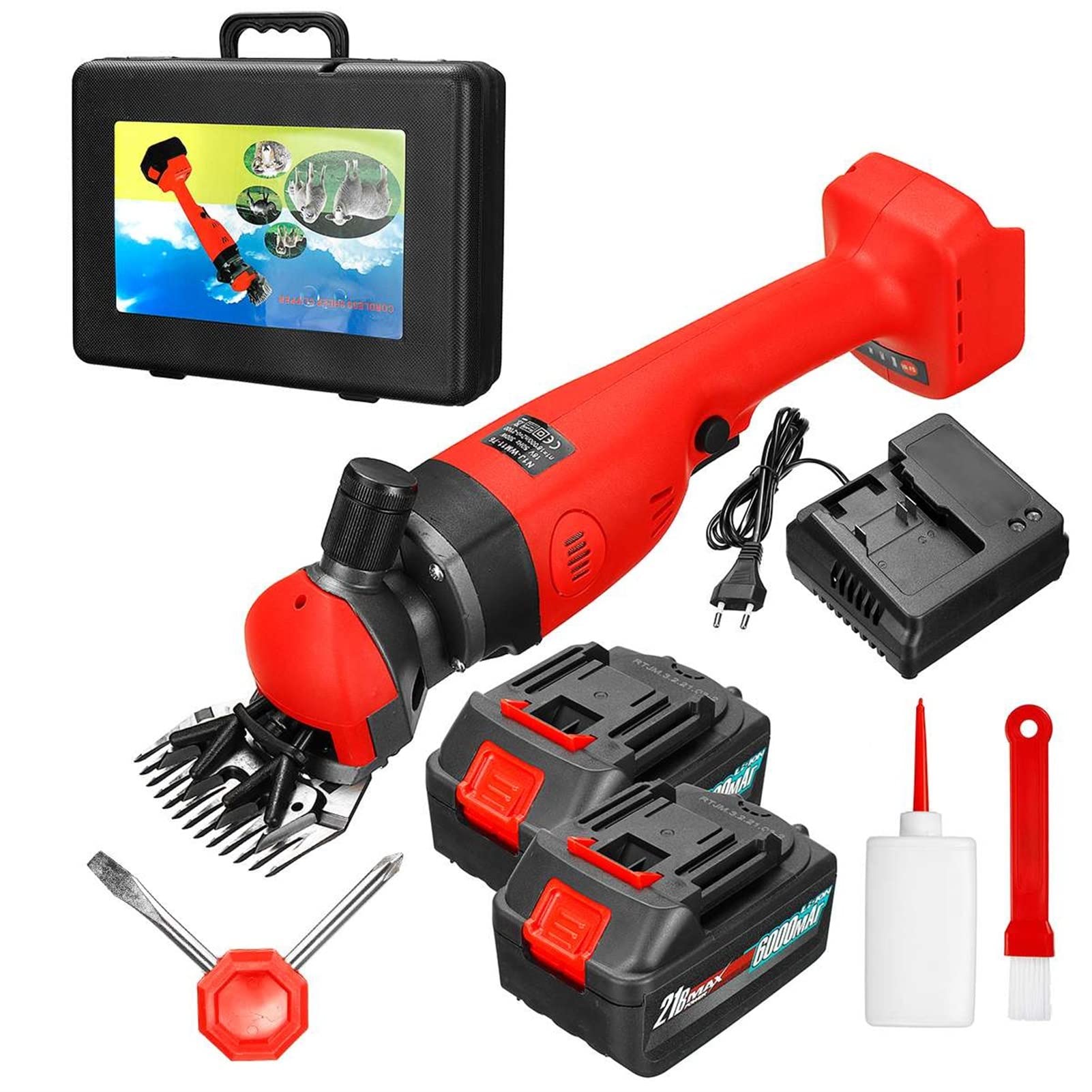 BUCENCCT Wireless Electric Sheep & Goat Shearing Machine - 6000mAh Rechargeable Animal Clipper with 2 Speed Gears & 13-Tooth Blade - Professional Farm Shears for Wool Cutting & Grooming (Ideal for Livestock Care, Sheep Shearing, Goat Trimming & Farm Maintenance)