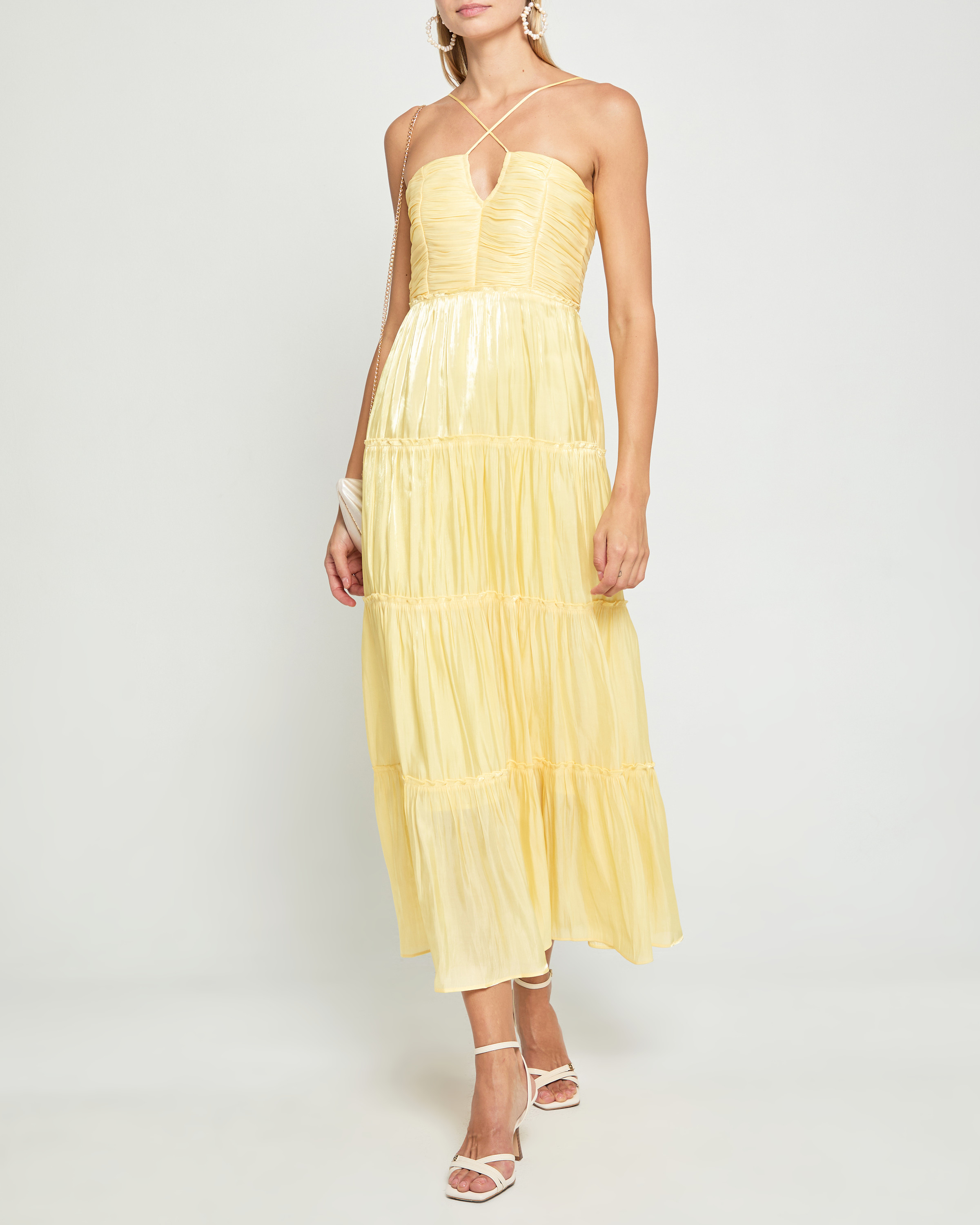 East Dress T22Wdr12420 - Women's Floral Summer Yellow Dress for Casual Wear & Beach Vacation