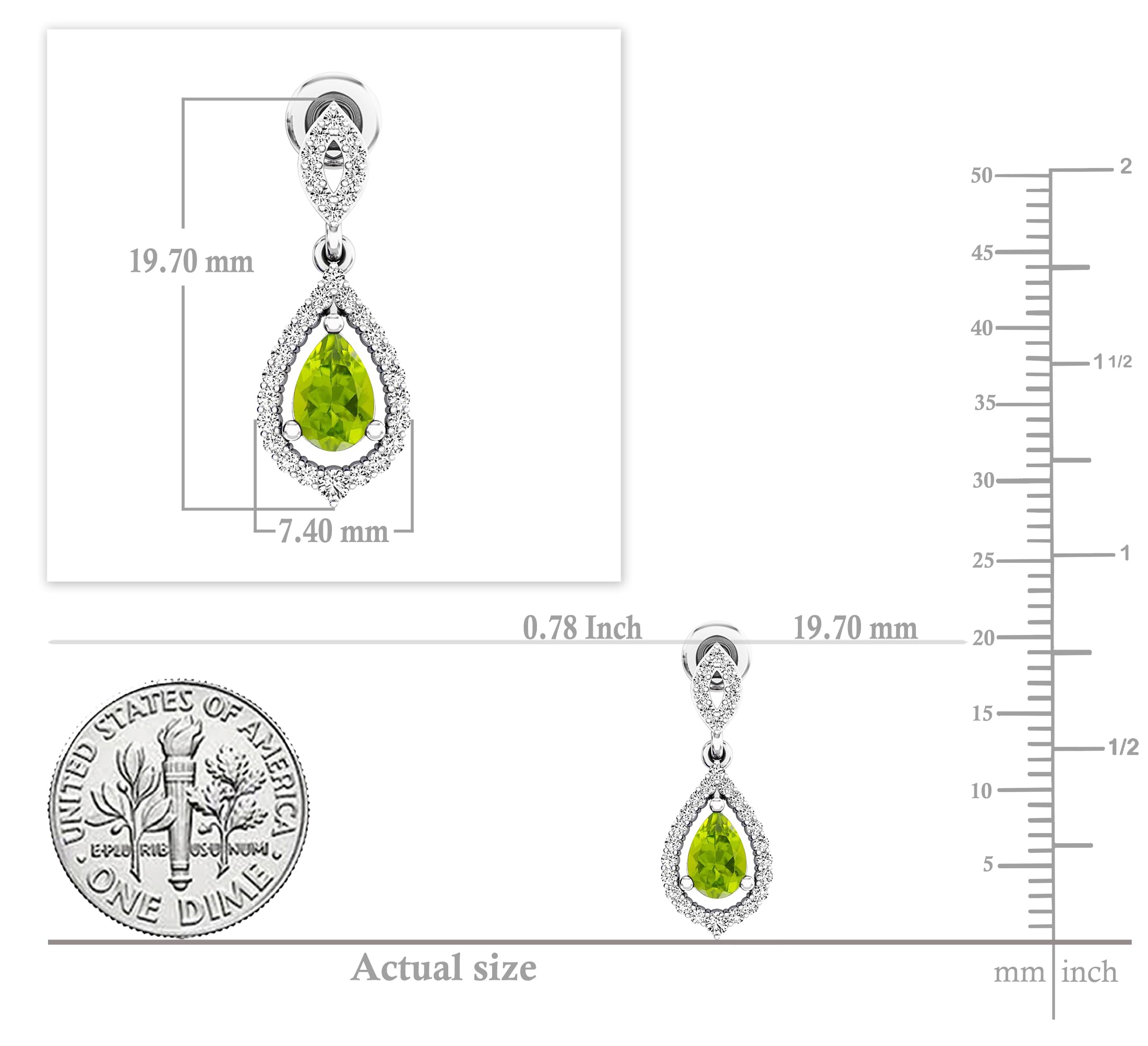 Dazzlingrock Collection 6x4mm Pear Gemstone & Round White Diamond Teardrop Dangle Earrings for Women - 925 Sterling Silver Jewelry | Elegant Gift for Brides, Parties & Special Occasions