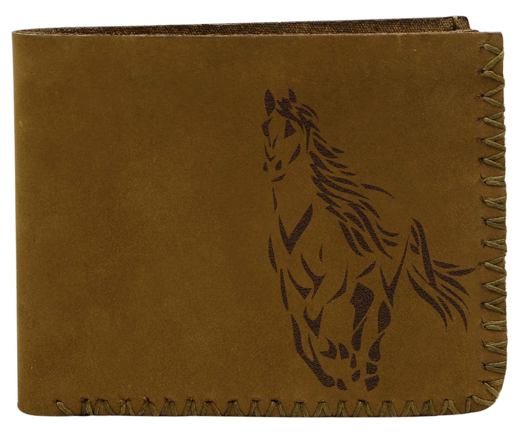Genuine Handmade Pull-Up Leather Wallet for Men with Tribal Horse Design - Perfect for Everyday Use, Travel & Gifts