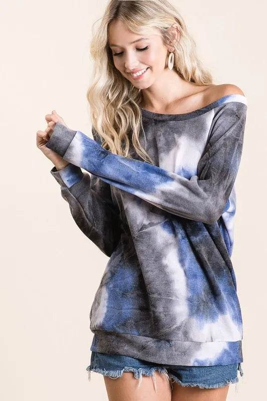 BiBi Tie Dye Sweater Knit Top for Women | Trendy Boho Chic Long Sleeve Pullover | Perfect for Fall Fashion, Casual Outings & Music Festivals