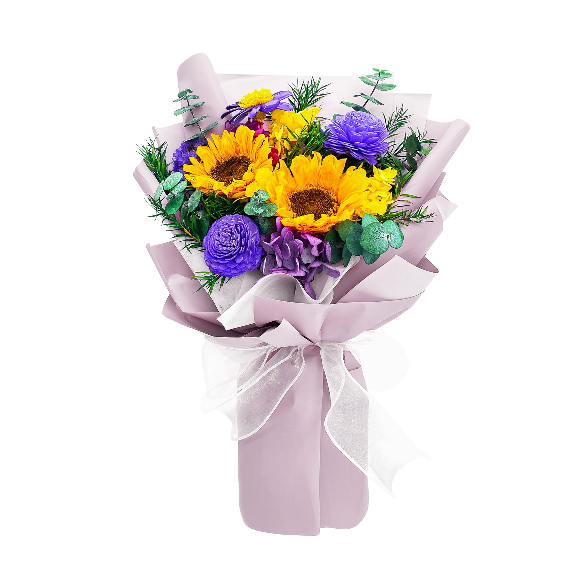 YBBYjun Preserved Sunflower Bouquet in Gift Box - Long Lasting Flowers for Delivery, Perfect Gift for Women, Mom, Grandma - Ideal for Birthdays, Anniversaries & Home Decor
