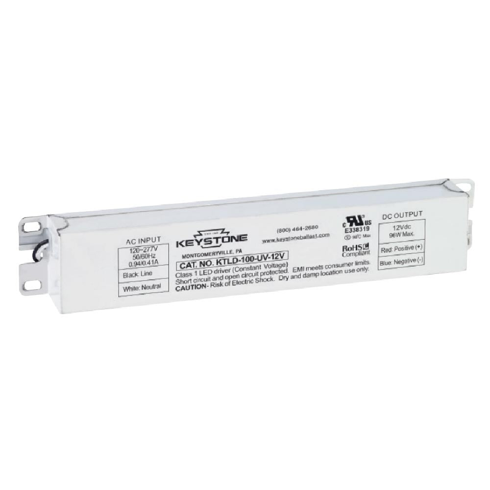 96W 12V DC Constant Voltage LED Driver, 120-277V AC Input - Perfect for LED Strip Lights, Signage & Landscape Lighting