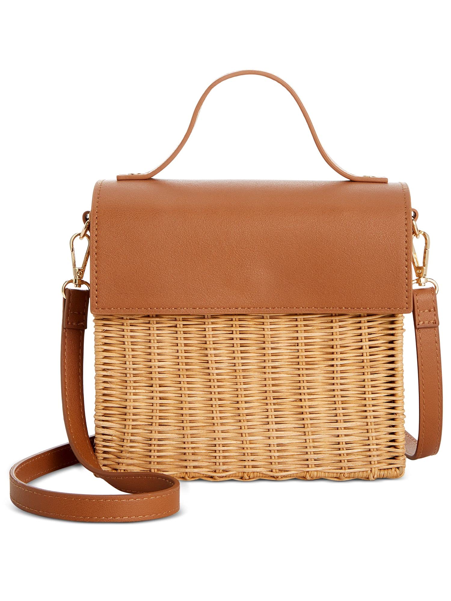 ALFANI Women's Brown Crochet Crossbody Purse - Stylish Single Strap Handbag for Casual Outings, Shopping & Date Nights