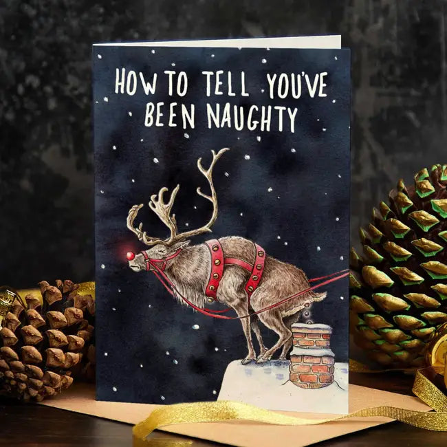 Bewilderbeest Christmas Card - Naughty Reindeer Holiday Greeting Card for Friends & Family | Perfect for Xmas Gifts, Office Parties & Festive Celebrations