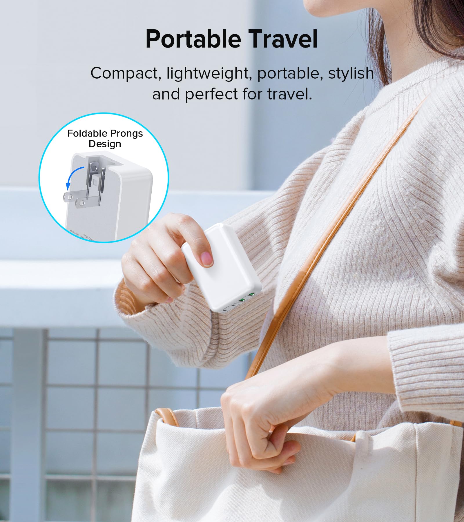 40W USB C Wall Charger with PD3.0 Fast Charging - Compact Foldable Plug Multi-Port Power Adapter for iPhone 16/15/14/13, Samsung Galaxy S23/S22, AirPods 4 & Apple Watch Ultra 2 - Perfect for Travel, Home & Office Use