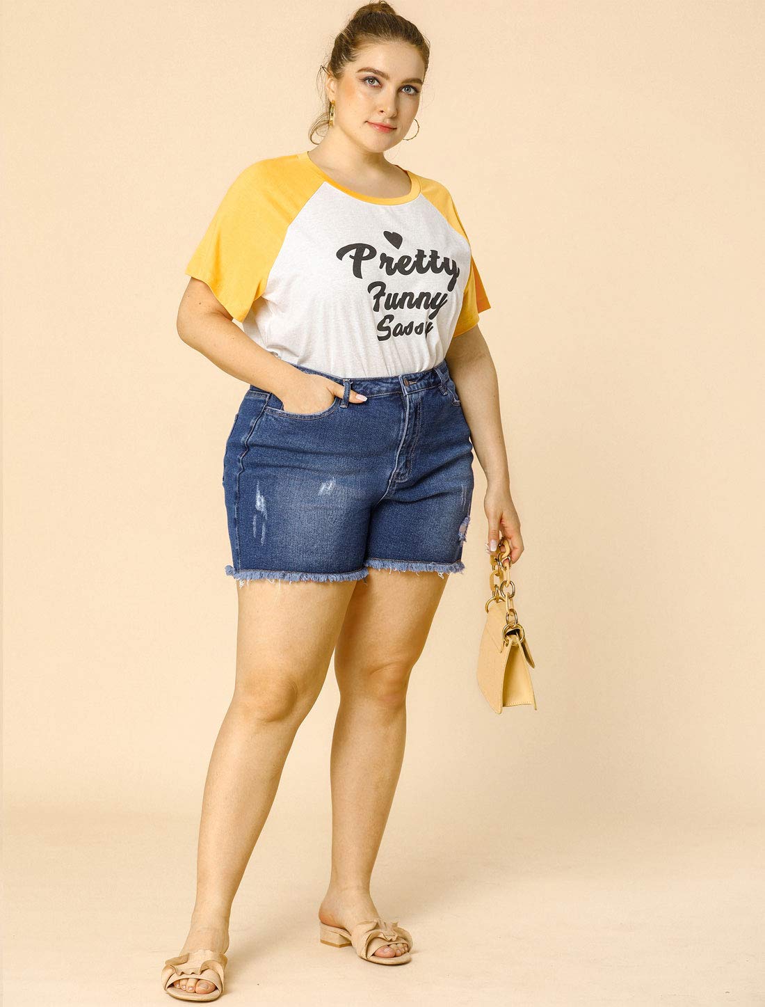 Agnes Orinda Women's High Waisted Ripped Stretchy Plus Size Denim Shorts - Summer Fashion for Casual Outings, Beach Trips & Street Style