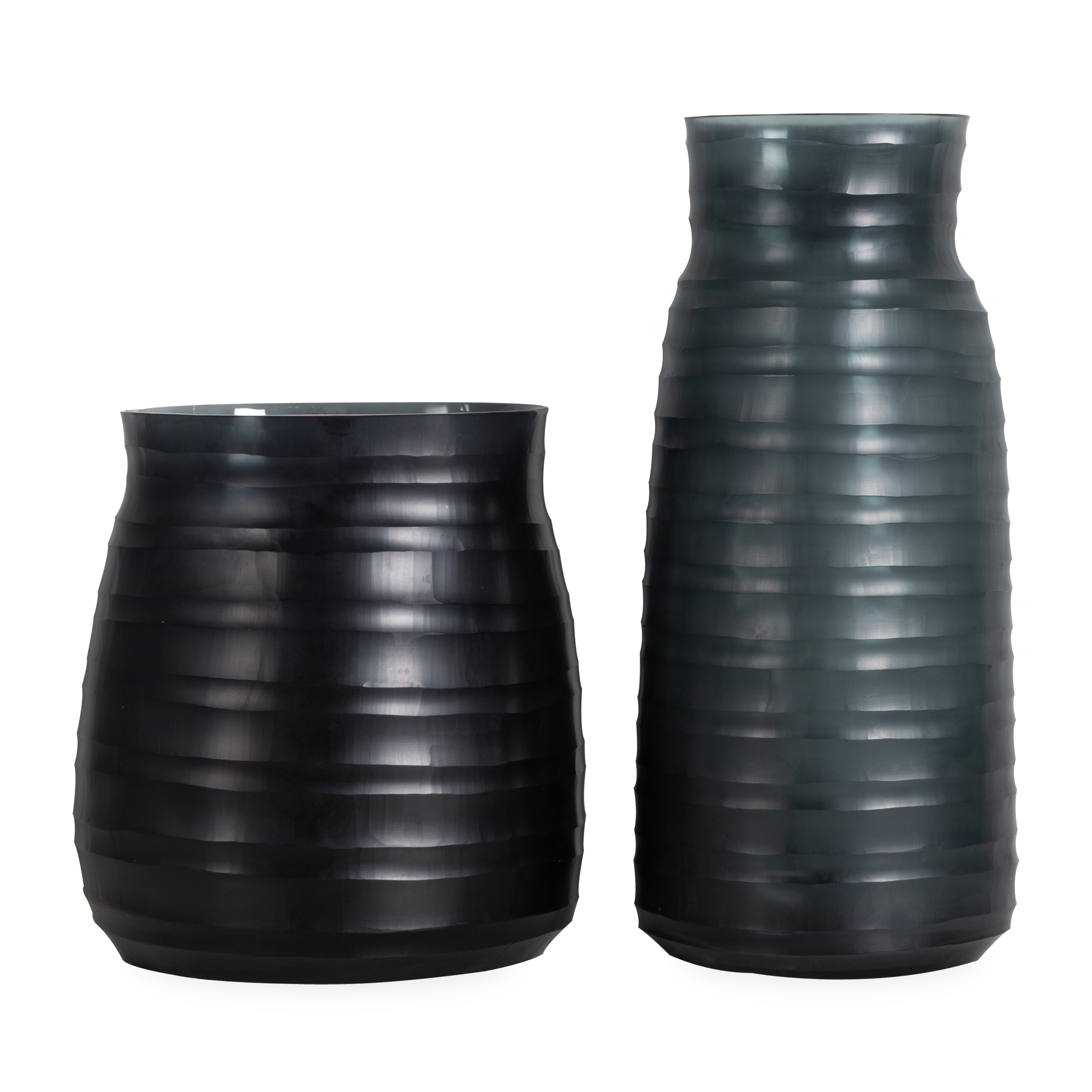 Elegant Ridge Glass Vase - Modern Home Decor for Flowers, Centerpieces & Wedding Decorations - Perfect for Living Room, Dining Table & Special Events