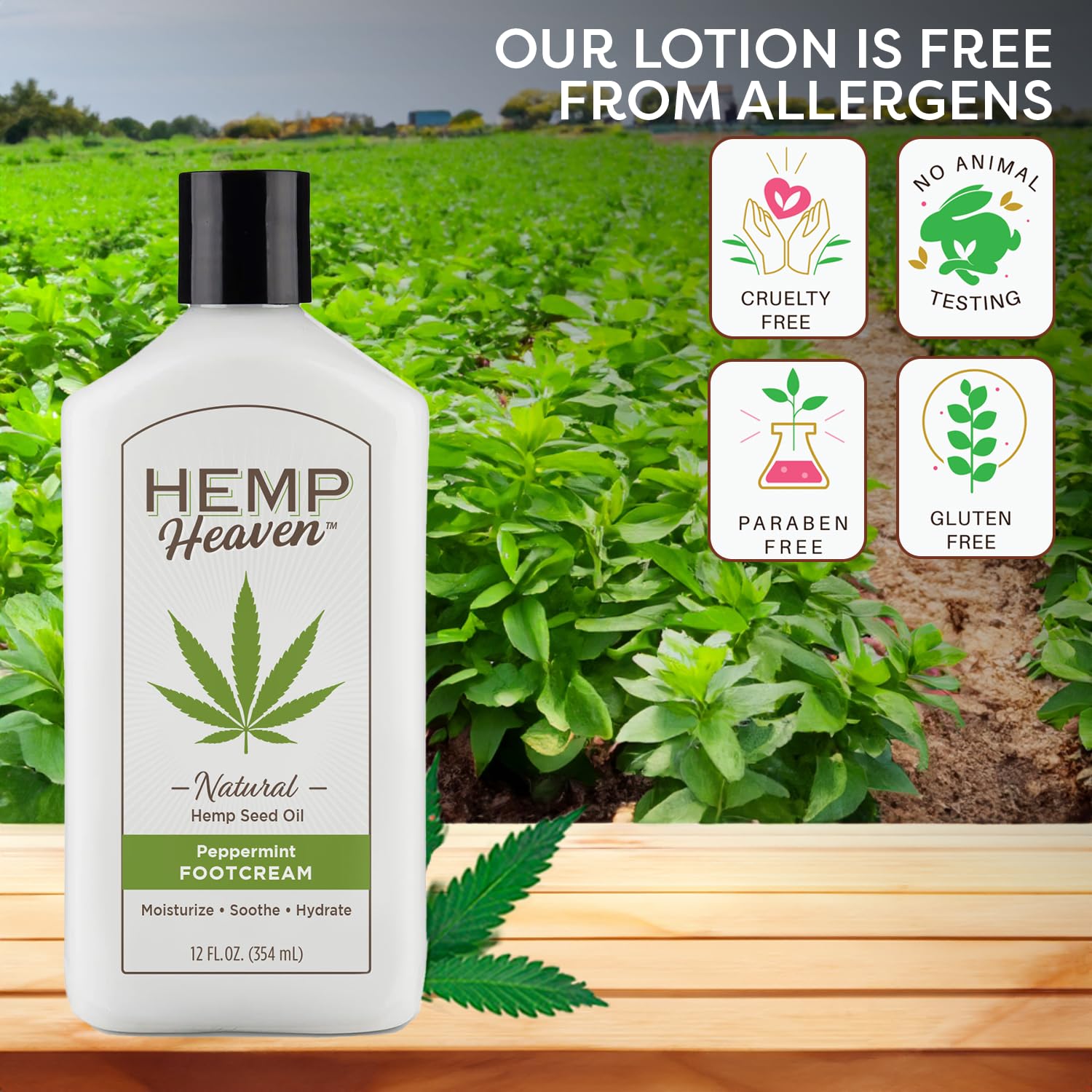 Organic Hemp Seed Oil Body Lotion for Dry Skin - Anti-Aging Moisturizer with Healing Vitamins for Wrinkles & Acne - Natural Skincare for Men & Women - Peppermint Scented - Perfect for Daily Hydration & Post-Workout Recovery