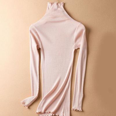 Luxury Women's Solid Turtleneck Sweater - 80% Silk 20% Cotton Blend - Warm Winter Pullover for Office, Date Night & Casual Outfits
