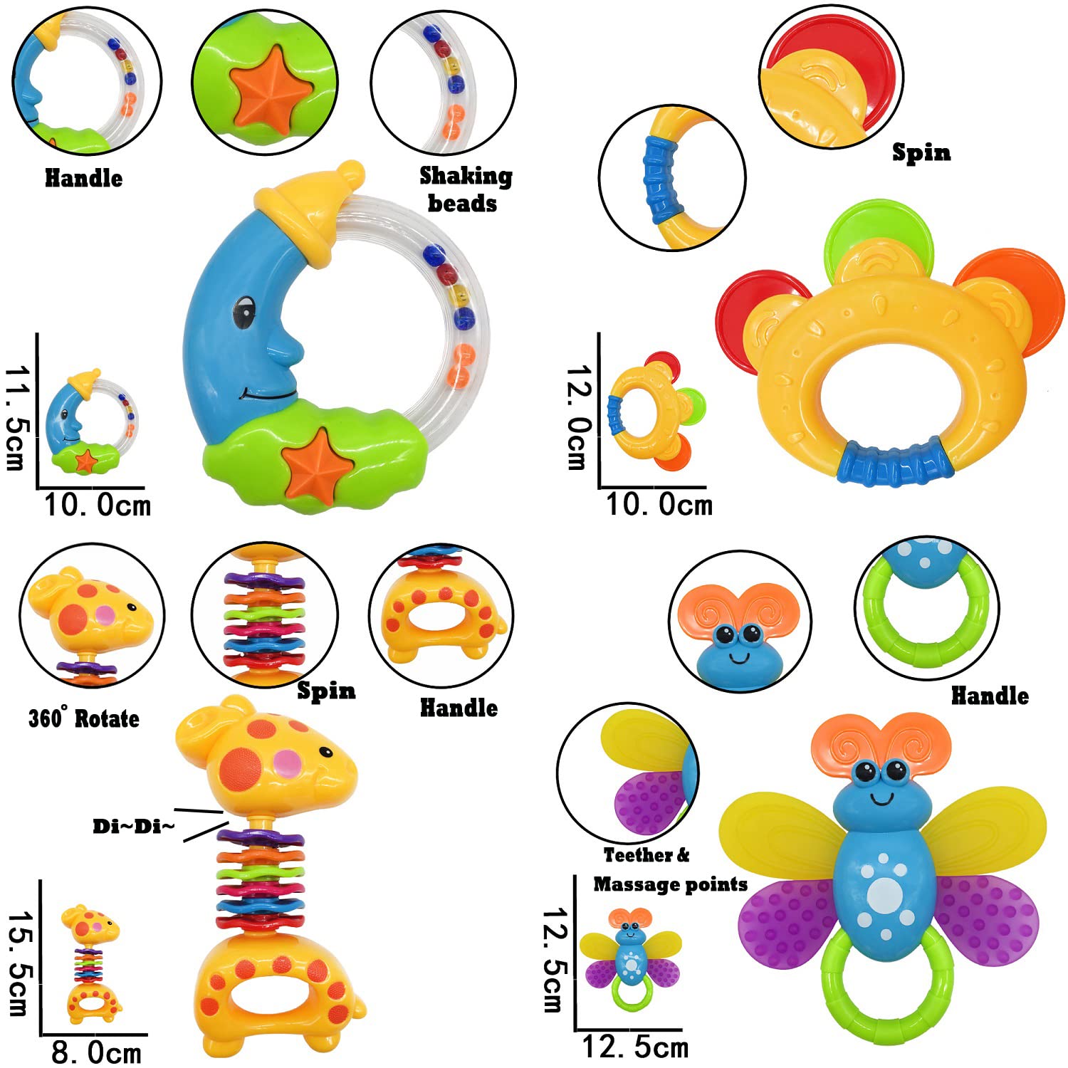 AIVIAI Baby Toys 0-6 Months - Soft Infant Rattles & Teether Toy Set with Storage Box, Musical Newborn Toys for Boys & Girls (11pcs) - Perfect for Early Development, Sensory Play & Baby Shower Gifts