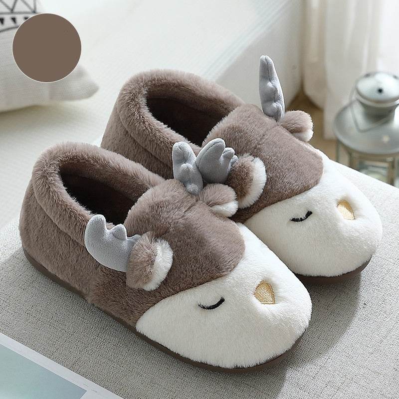 Spoodle: Cozy Elk Indoor Slippers for Women & Men - Warm Winter House Shoes for Home, Office & Relaxation