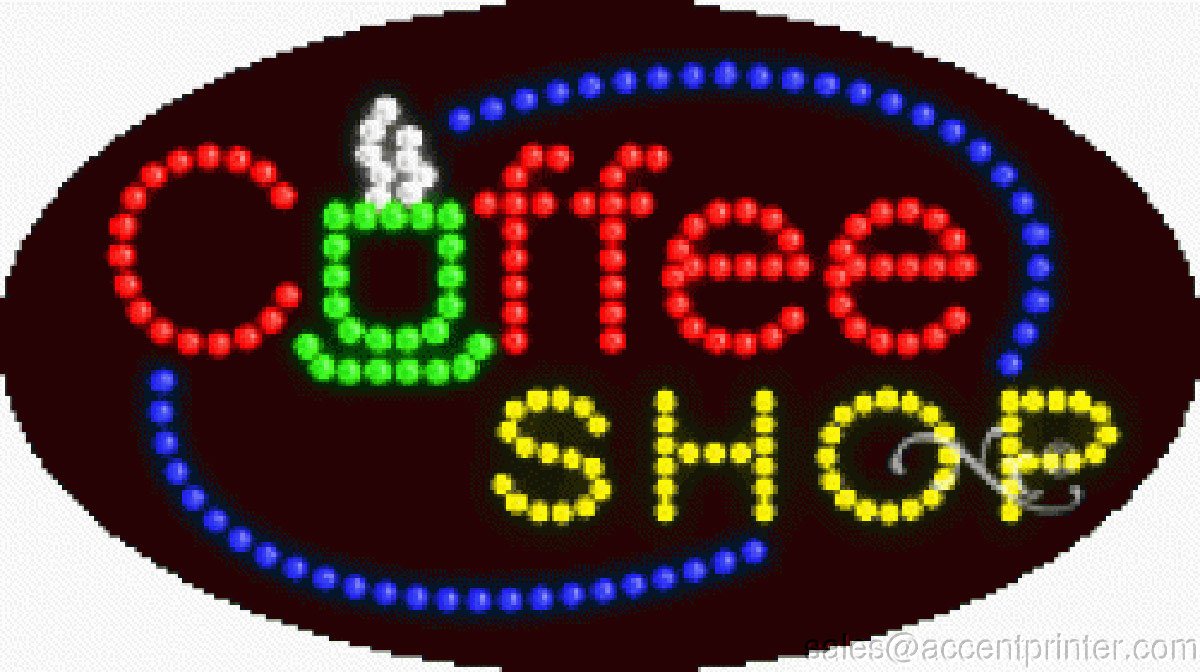 Energy Efficient LED Sign for Coffee Shop - Flashing & Animated Business Signage | Perfect for Storefronts, Cafés, and Retail Displays
