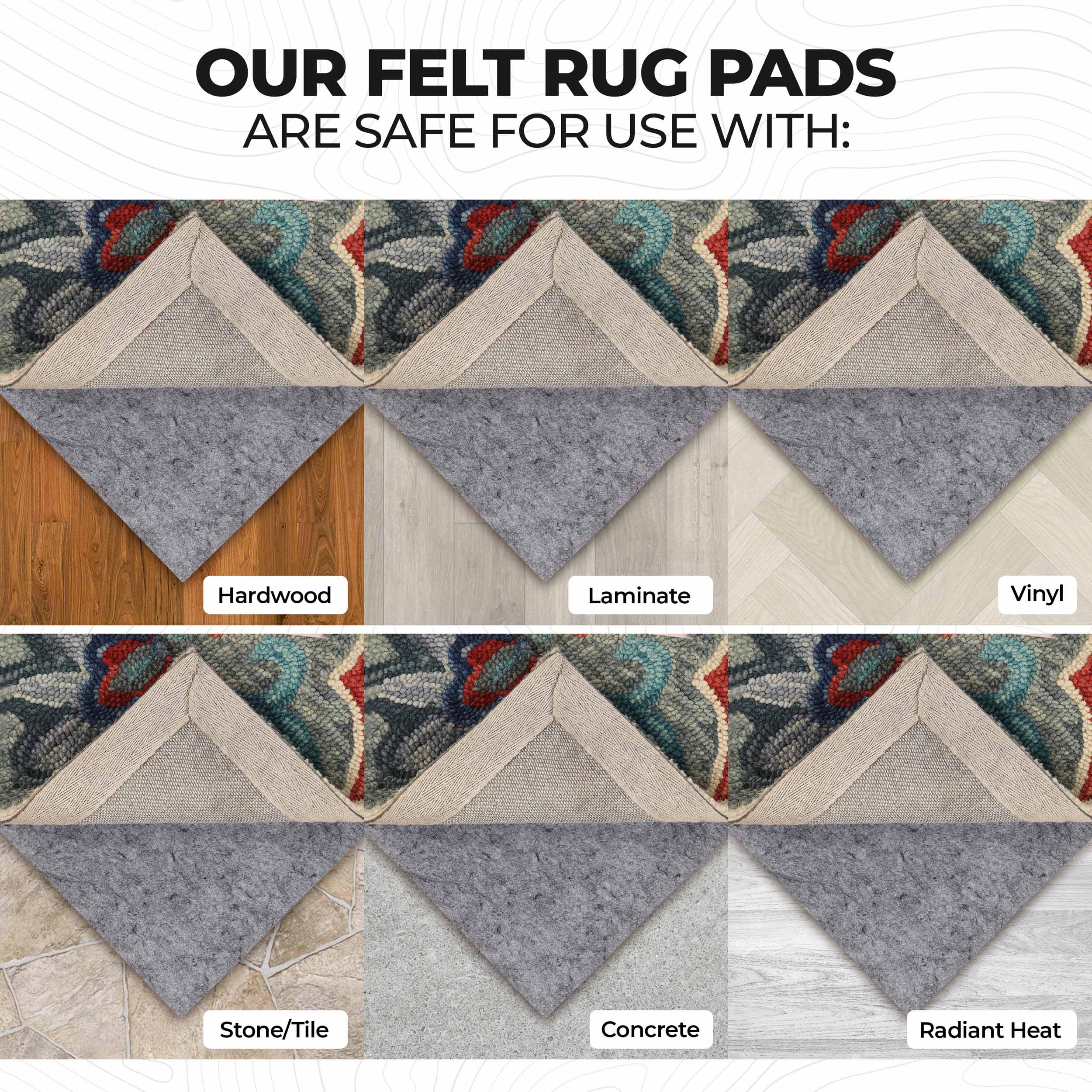 Non-Slip Polyester Felt & Rubber Rug Pad with Coating - Perfect for Hardwood Floors, Tile, and Laminate - Indoor Area Rug Gripper for Living Room, Bedroom, and Office
