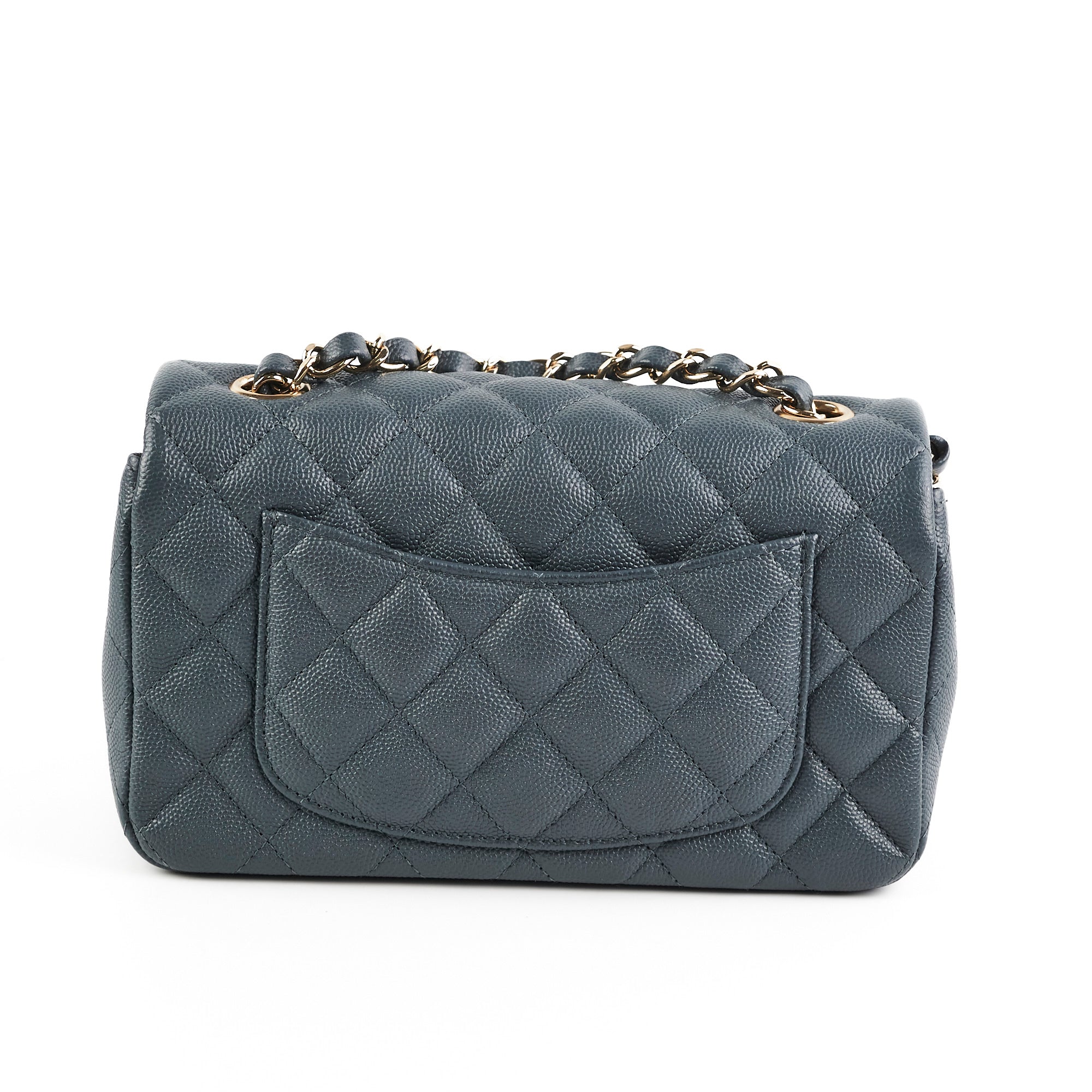 Chanel Caviar Leather Mini Rectangular Flap Bag in Grey - Perfect for Evening Events & Luxury Fashion Accessories
