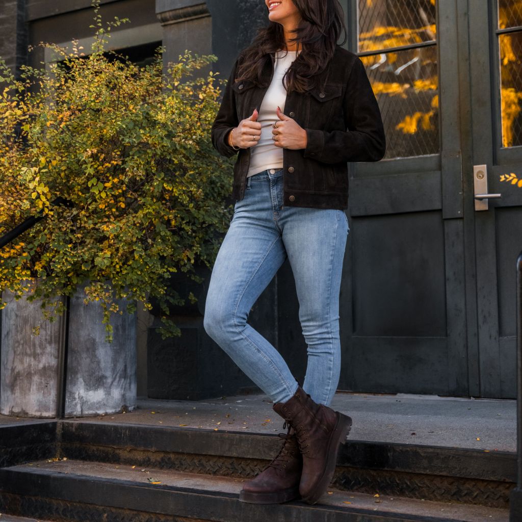 Premium Suede Trucker Jacket for Men - Soft Chocolate Brown Leather Jacket - Perfect for Casual Outings, Date Nights & Fall Layering