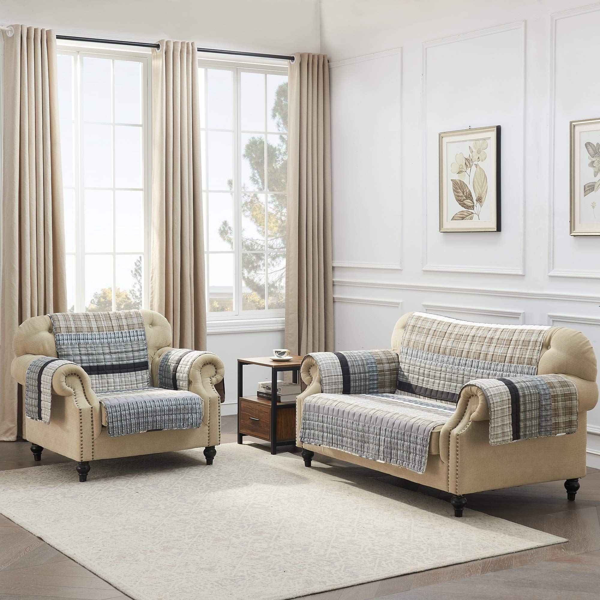 Gold Rush Slipcover for Loveseat - Soft Gray Stretchable Furniture Protector - Perfect for Living Room, Office & Dorm Decor