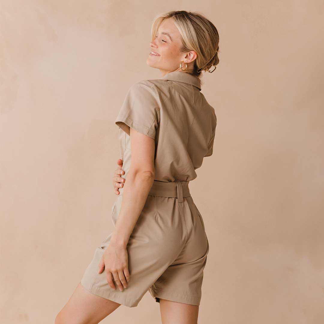 Stylish Brown Canvas City Romper - Comfortable Jumpsuit for Women | Perfect for Casual Outings, Travel & Summer Fashion