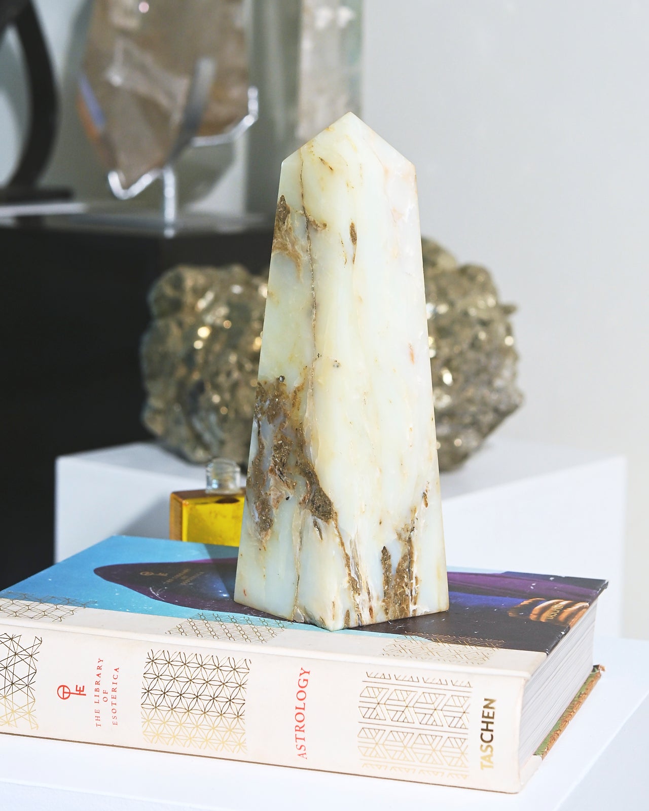 Natural Peruvian Blue Opal Crystal Tower - 2.4 lbs Healing Stone for Meditation, Reiki & Home Decor