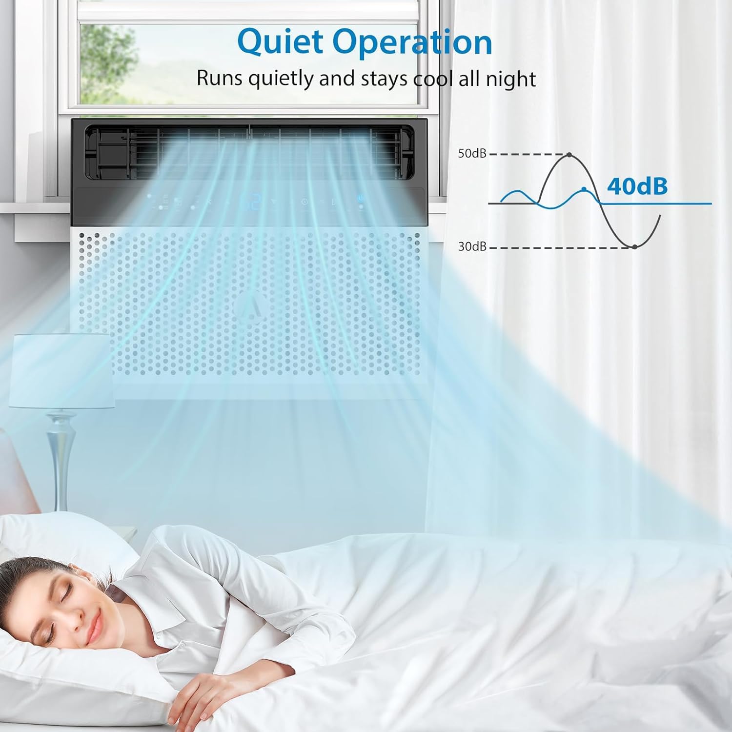 8000BTU U-Shaped Window Air Conditioner - Ultra Quiet, Energy Efficient AC Unit Cools Up to 370 Sq.Ft - Remote Control & Washable Filter - Perfect for Bedrooms, Living Rooms & Small Offices