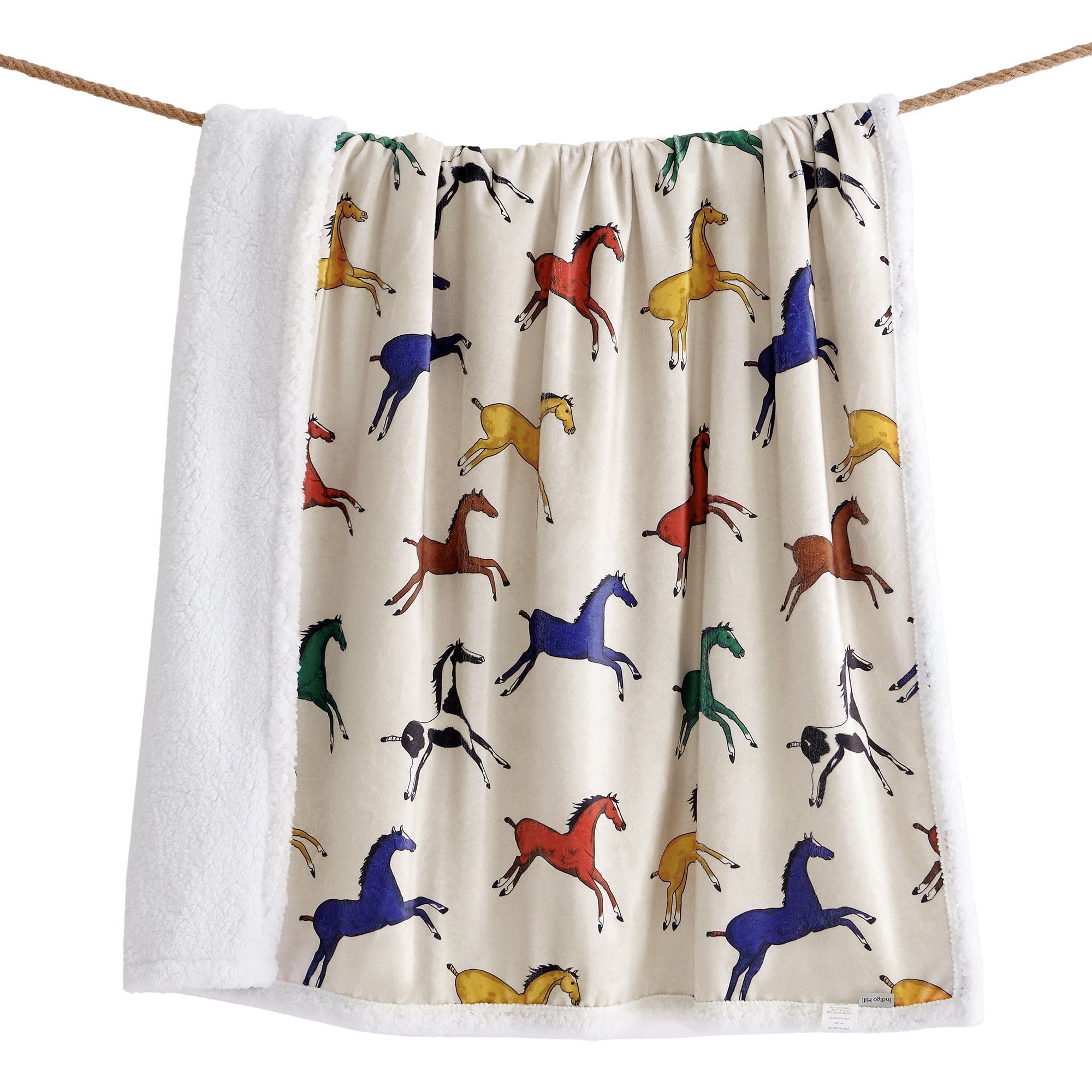 Cozy Wild Horses Campfire Sherpa Throw Blanket - Soft Flannel Fleece for Bed, Couch & Outdoor Camping - Perfect for Winter Warmth and Home Decor