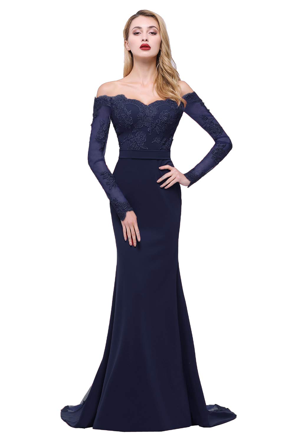 Elegant Off-The-Shoulder Mermaid Bridesmaid Dresses with Lace Details - Long Formal Prom Party Gowns for Weddings, Evening Events & Special Occasions