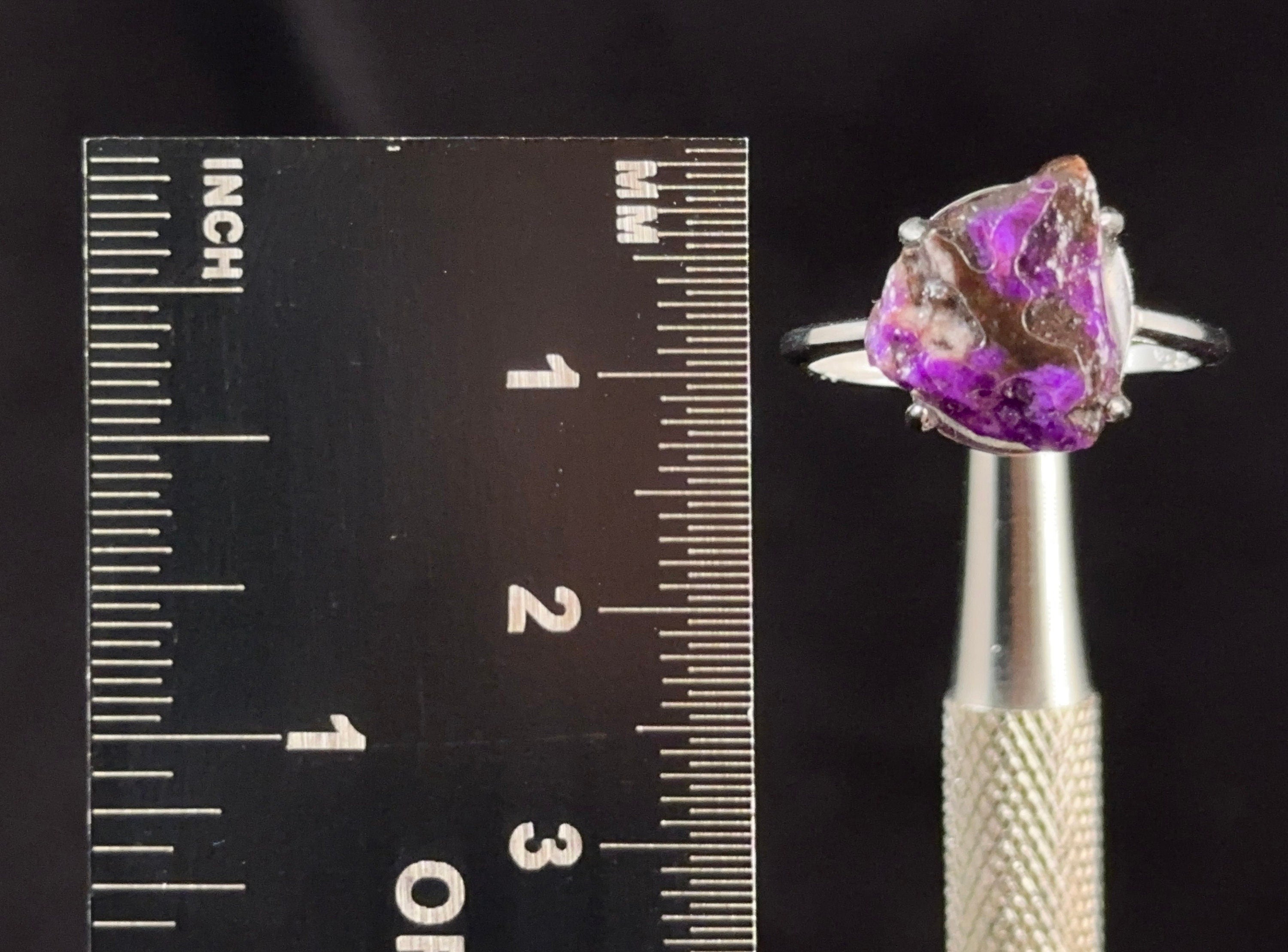 Raw AA SUGILITE Crystal Ring - Adjustable Sterling Silver Boho Jewelry for Women | Cocktail Party, Wedding, Gift Idea, Spiritual Healing