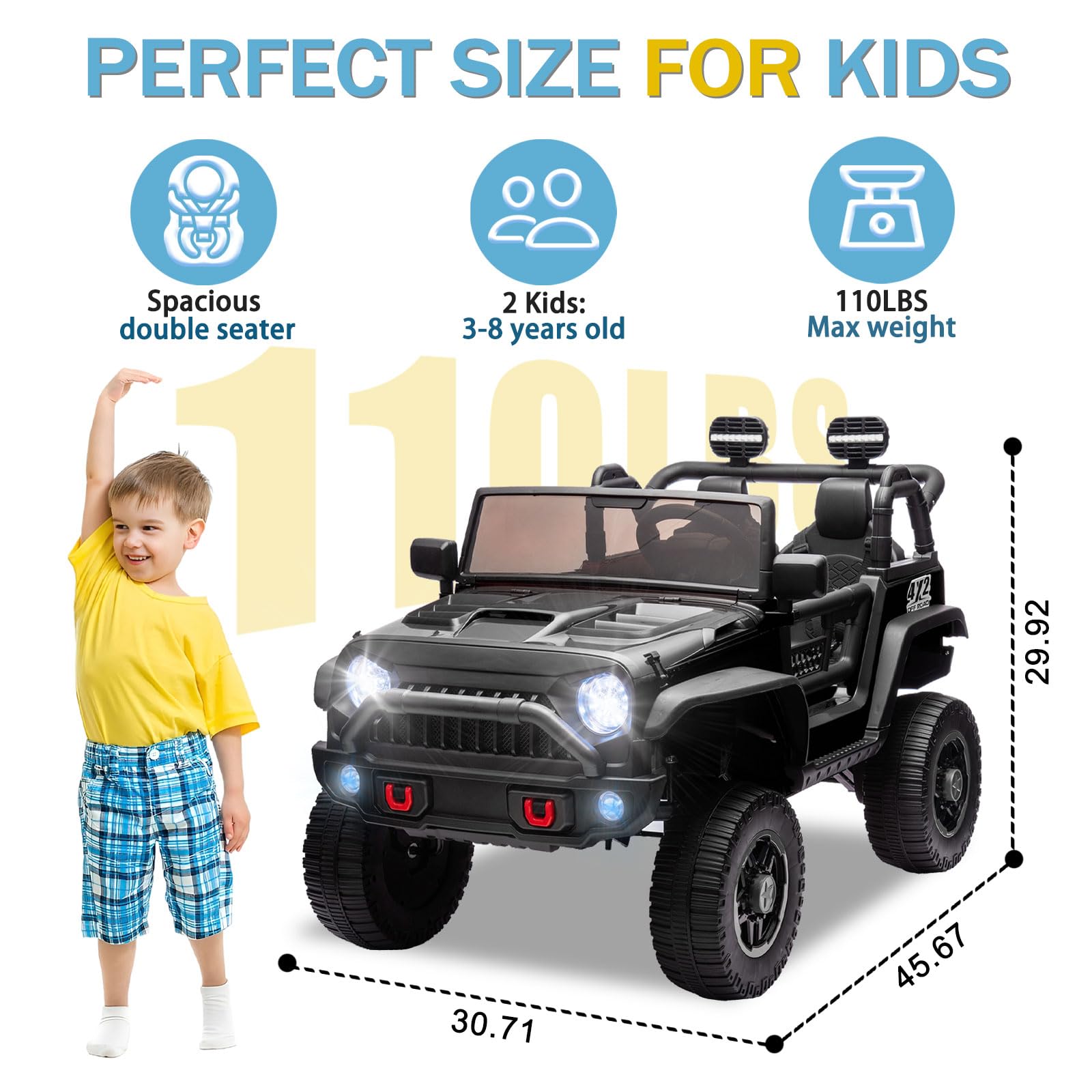 24V 2 Seater Electric Ride-On Truck for Kids with Remote Control - 20.28