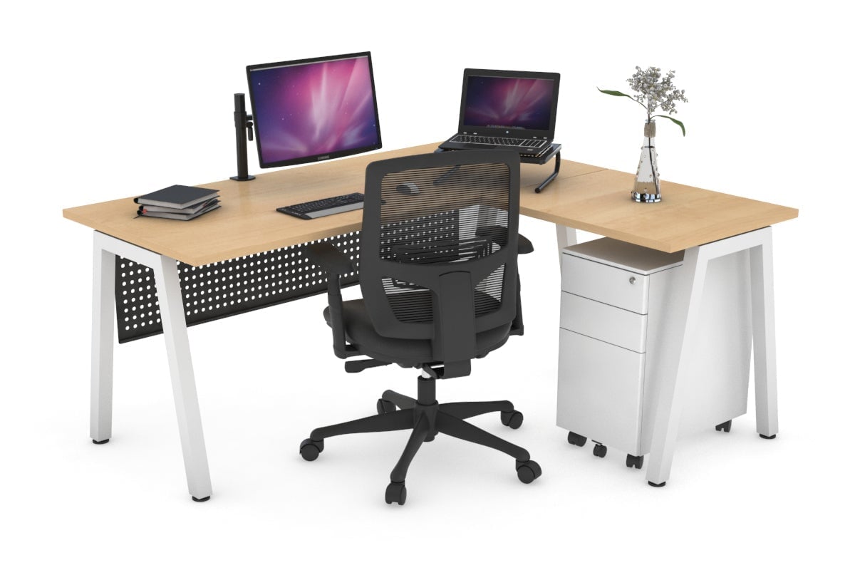 L-Shaped Corner Office Desk with Quadro A Legs - 1800L x 1450W - Perfect for Home Office, Gaming Setup & Workspace Organization