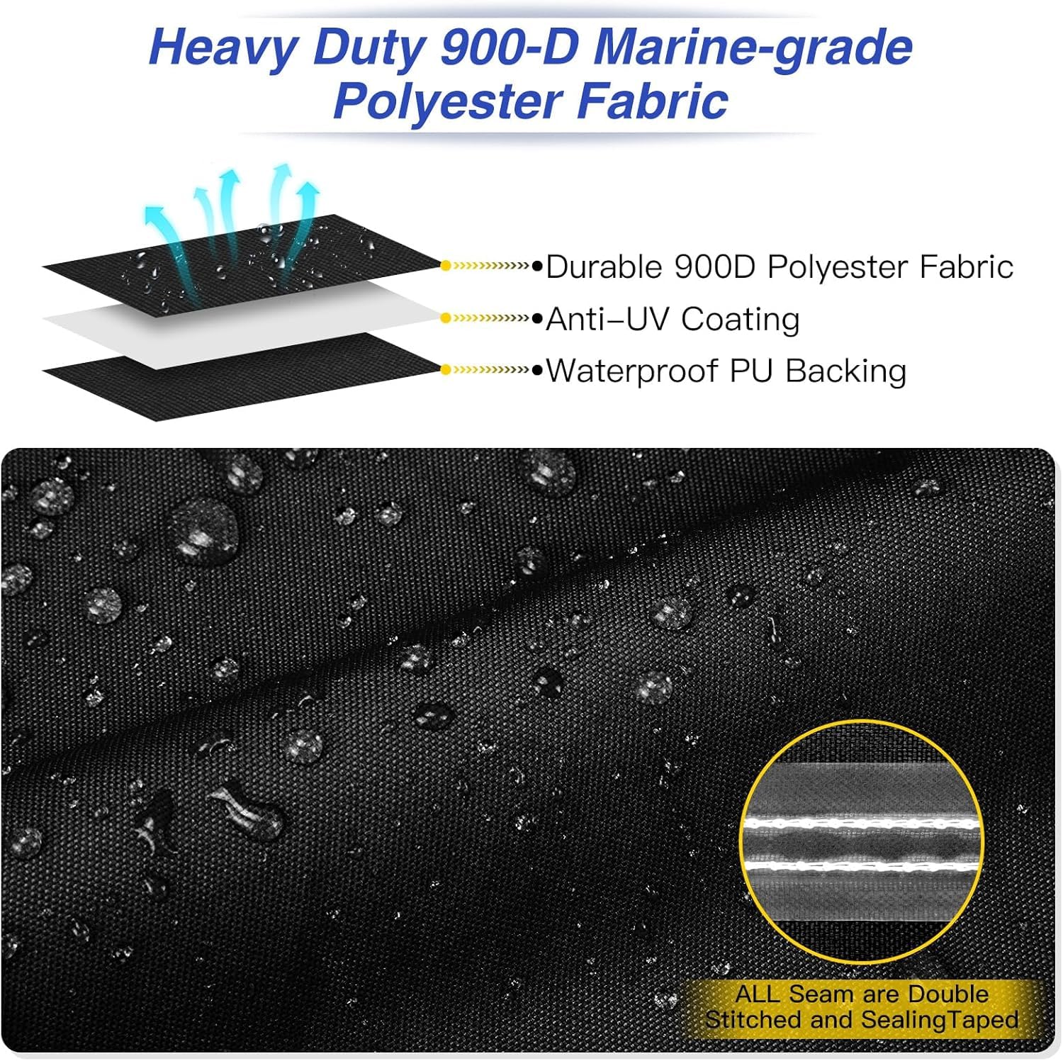 **Waterproof 17-19ft Bass Boat Cover - 900D Heavy Duty Tracker Boat Cover with Motor Protection - Fits V-Hull, Fishing & Tracker Boats - UV Resistant & Trailerable - Ideal for Mooring, Storage & Outdoor Use**