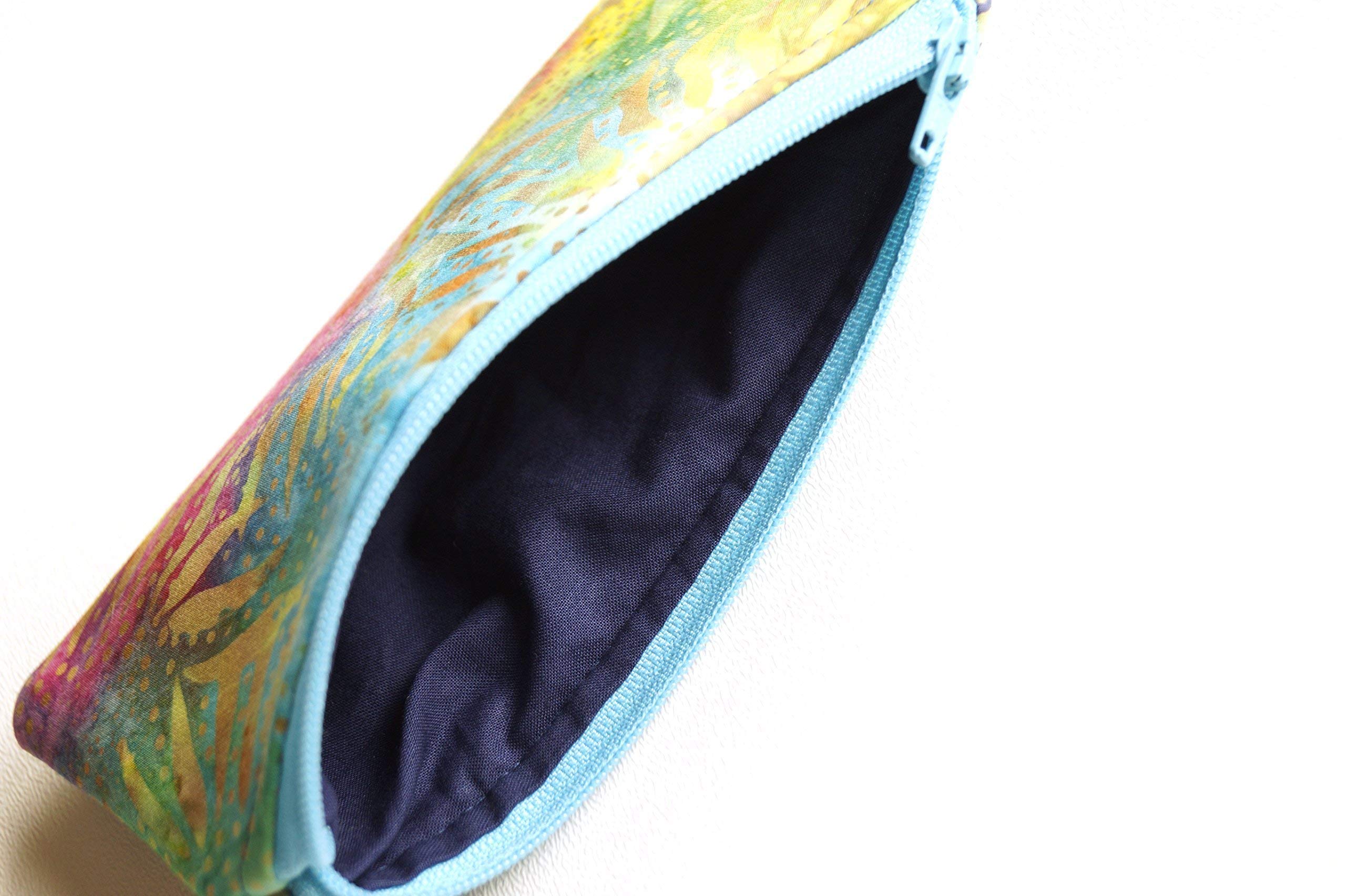 Stylish Batik Floral Fabric Glasses Case & Cosmetic Pouch - Soft Padded Eyewear Holder & Travel Makeup Bag - Perfect for Sunglasses, Reading Glasses & Beauty Essentials